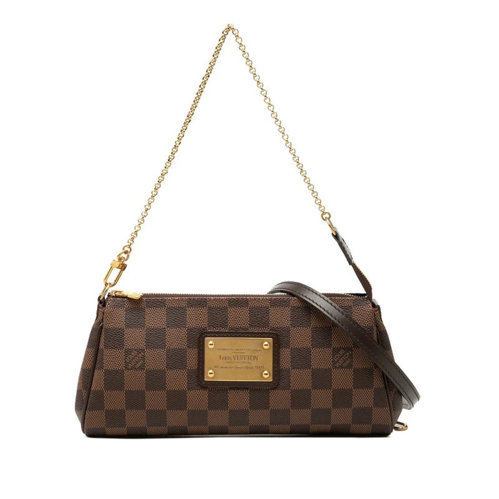 Louis Vuitton Damier Eva Chain 2way Shoulder Bag Brown Leather